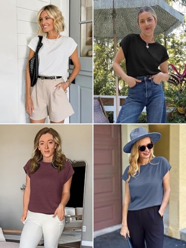 ATHMILE Womens Tops Basic T Shirts Summer Business Dressy Casual Cap Sleeve Tee Cute Clothes Trendy Fashion Outfits4