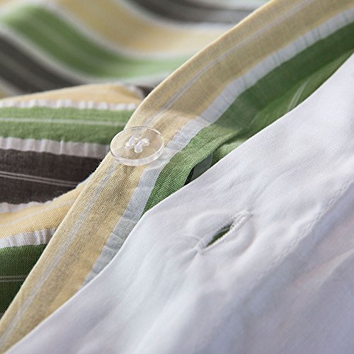 Merryfeel Cotton Duvet Cover Set Queen Size -100% Cotton Seersucker Stripe Bedding Set - 3 Pieces (1 Duvet Cover + 2 Pillow Shams) #TOP6