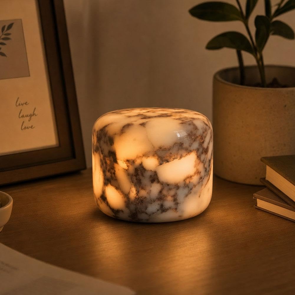Natural Marble Lamp, Cordless Touch Table Lamp, Bedside Decor