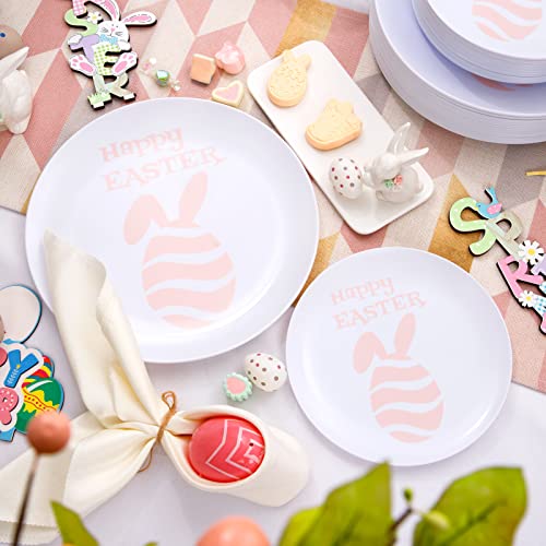 Supernal 60Pcs Happy Easter Plates，Easter Dessert Plates，Pink Bunny Ears Design，Disposable Easter Plates Including 30 Dinner Plates，30 Dessert Plates For Easter Parties #TOP3