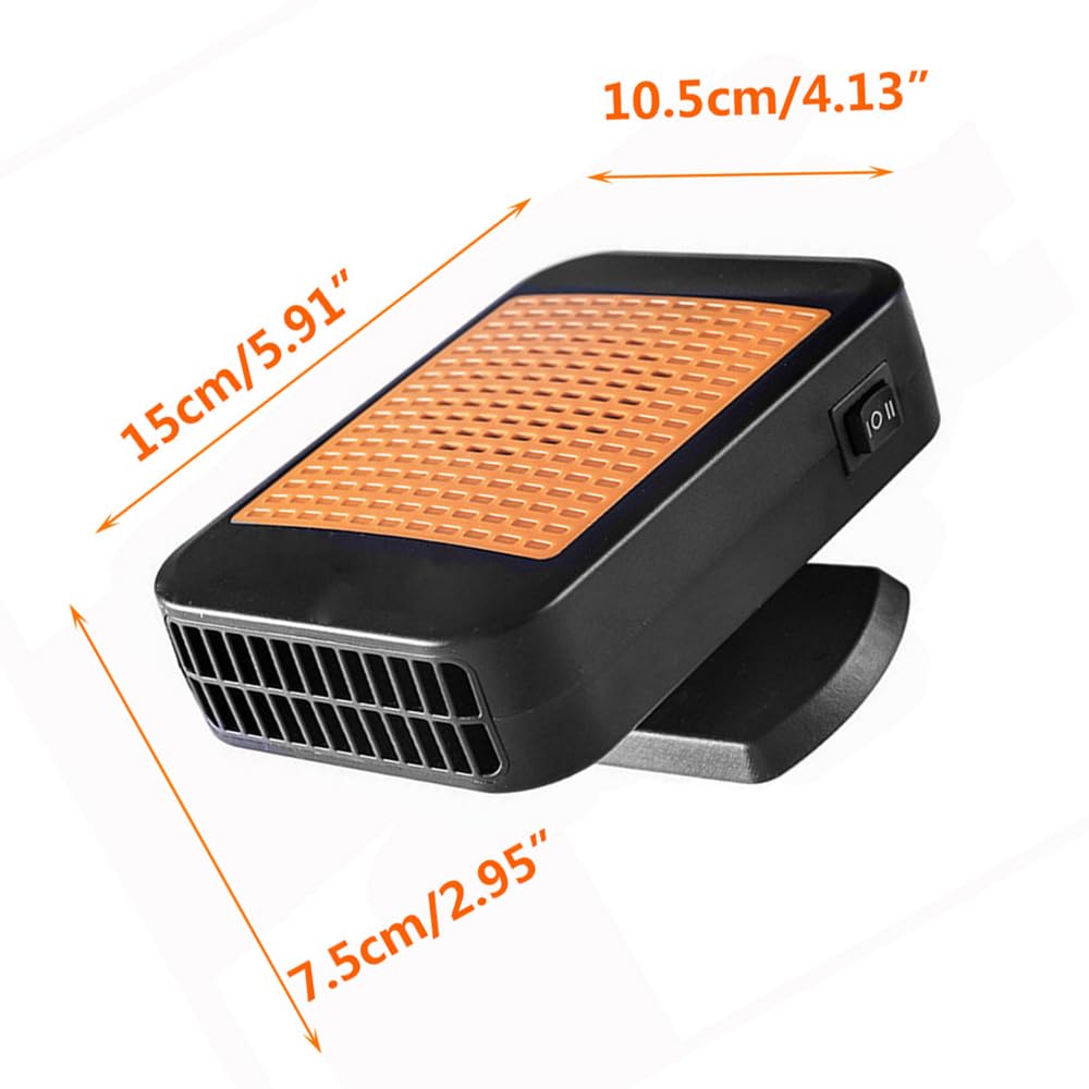 Riloer Ventilador eléctrico del calentador del coche 12V calefactor coche mechero 300w Calentador de aire Ventilador Temperatura Calefacción Descongelador Desempañador