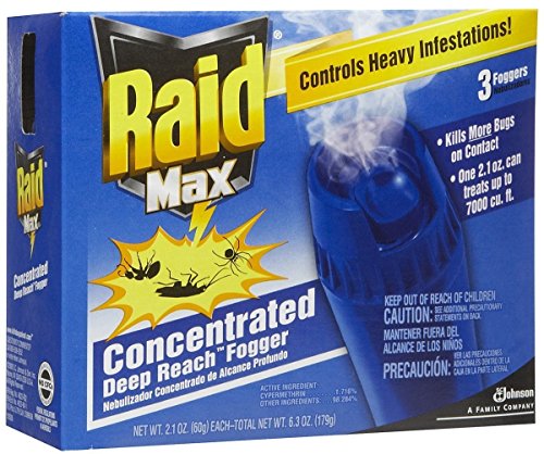 Raid Max Fogger, Insect Killer for Mosquito, Ant, Roach, Spider, Flea, For Indoor Use, 2.1 Oz, 3 Count
