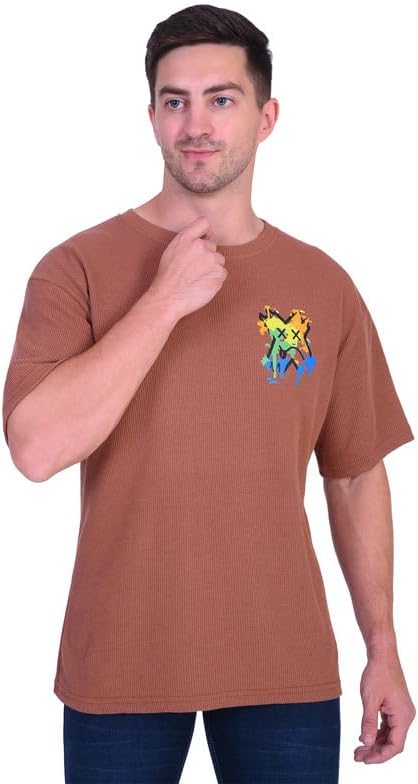 London HillsMen's Cotton Oversized Fit T-Shirt || Loose Fit Printed T Shirt Oversized Drop Shoulder T-Shirt