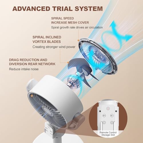 Image of Artifax Personal Rechargeable Fan ART-B-11 | 2-in-1 Table & Pedestal Fan for Single Person Use | 8000mAh Battery | BLDC Motor | 5 Speeds | Remote Control | Type-C Charging Portable Fan