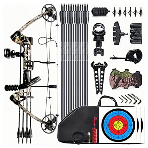 Lanneret Compound Bow and Archery Sets - Right Hand Archery Compound Bows 0-70 lbs Draw Weight Adjustable for Adults and Beginners，Hunting Bow Kit for Beginner Camouflage