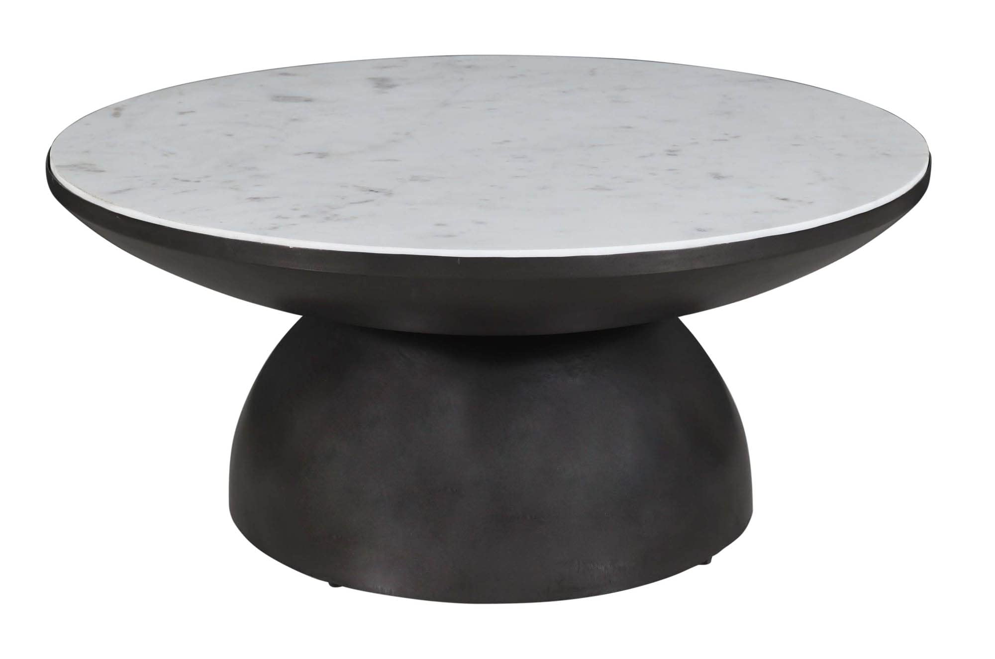 Circularity Modern Luxury Marble and Iron 35" Round Pedestal Coffee Table