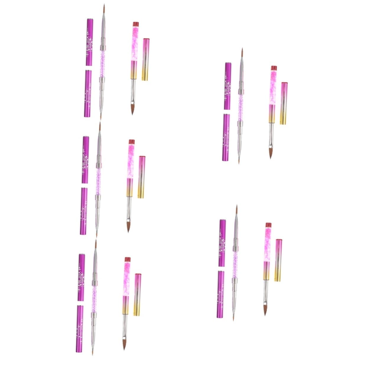 minkissy 5 Set Di Pennelli Per Nail Art Set Di Pennelli Per Nail Art Manicure Pittura Strass Strumenti Per Nail Art 2 Pezzi * 5
