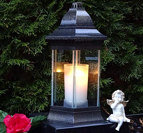 Preisvergleich Produktbild Grablaterne Grablampe Grablicht 30,0cm incl. Grabkerze Grabschmuck Grableuchte Laterne Kerze Licht Grabdekoration