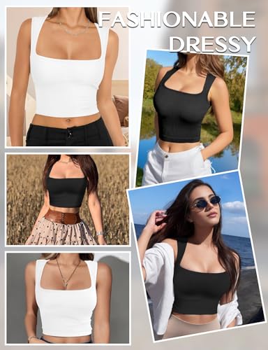 Square Neck Tops for Women, Sleeveless Crop Tops for Women Sexy Cropped Tank Tops, Going Out Tops 2024 Summer Trendy Clothes - Image 6