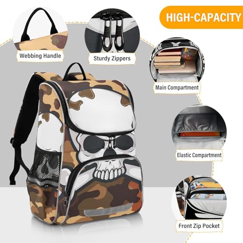 Mochila infantil reflectante con diseño de camuflaje de calaveras 4