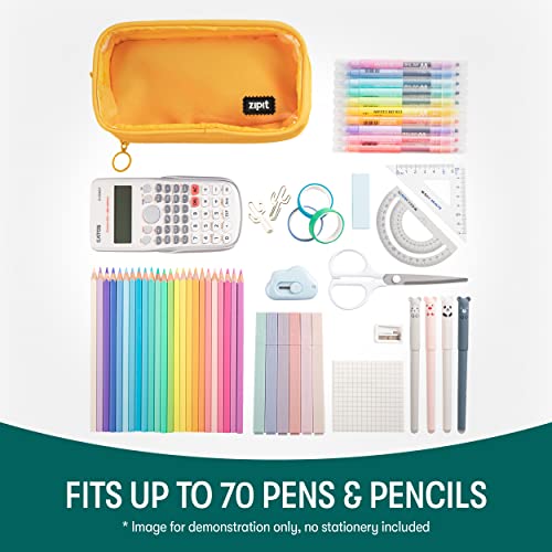 Image of ZIPIT Half & Half Pencil Case | Large Capacity Pencil Pouch | Pencil Bag for School, College and Office (Yellow)