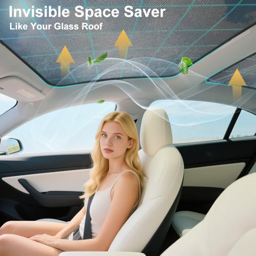 Image of Lightweight mesh Sunshade Roof for Tesla Model 3(2020-2025),2 in 1 Upgraded Sunroof Windshield Shade,Foldable Front & Rear Sunroof UV & Heat Insulation Glass Roof Sun Shade for Model 3 Accessories