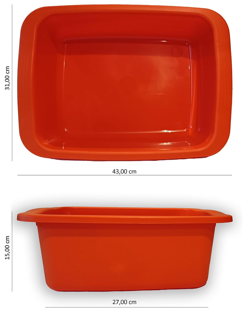 START Machiavelli Kit 2 pezzi catino rettangolare arancio. Bacinella in plastica di capacità 10L. Vaschetta multiuso misure 42 x 31 x 15,5 cm