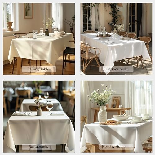 Image of Encasa XO Dining Table Cover Cloth for 4 Seater | 140x140 cm Cotton Canvas Square Table Cloth | Machine Washable Tablecloth for Indoor & Outdoor Use - Deep Red Solid Color