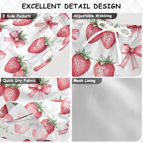 Pigsaly Boys' Swim Board Shorts Cute Pink Bow Red Strawberry Boy's Swim Trunks Kids Swimwear 2T3