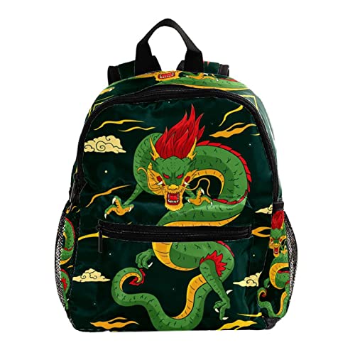 Sac à dos tendance vert dragon pour enfant 3-8 ans cartable scolaire et sac de voyage rigolo