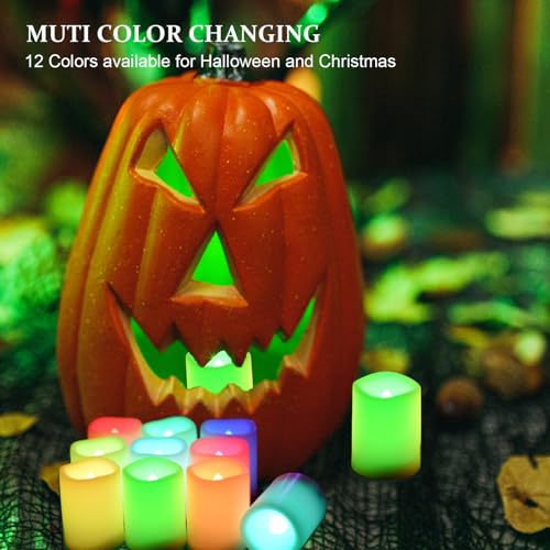 Tecke 43397-27473 Multi Color Changing Votive Flameless Candles With Remote And Timer - Battery Operated Led Tea Light Candles,Set Of 10 Colored Flickering Candles thumb #1