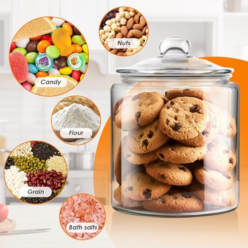 Image of bellemax 700ML Clear Glass Storage Jar With Air Tight Glass Lids- Airtight Food Jars Glass Kitchen Containers For Pantry, Pickle Jar, Sugar Pasta Cereal Flour Sugar Storage Jar (BM-08, Set of 2)