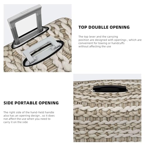 Texture Of Woven Light Beige Elastic Travel Luggage Covers Dustproof Scratch-Resistant Suitcase Protector Fit 22-24 Inch3
