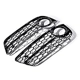 Astra Depots Pair Shinning Gloss Black Honeycomb Mesh Fog Light Grill Grille Cover Compatible with 2008 Glossy Black For 2008-2011 Audi A5 pre-LCI