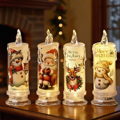 Weihnachtsdeko mit LED 22 Weihnachtsdeko LED Kerzen, 4 Stück Flammenlose LED Kerzen mit...