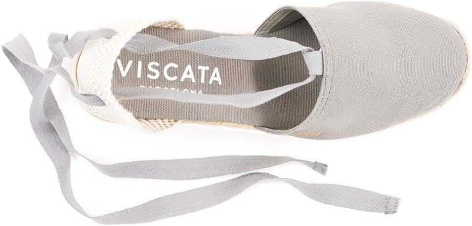 VISCATA Escala Espadrille Canvas Wedges with Sleek Ankle Laces Women's Lace Up Shoes Handmade in Spain Organic Cotton Canvas and 100% Natural Jute Midsole for All Occasions 6 Ash