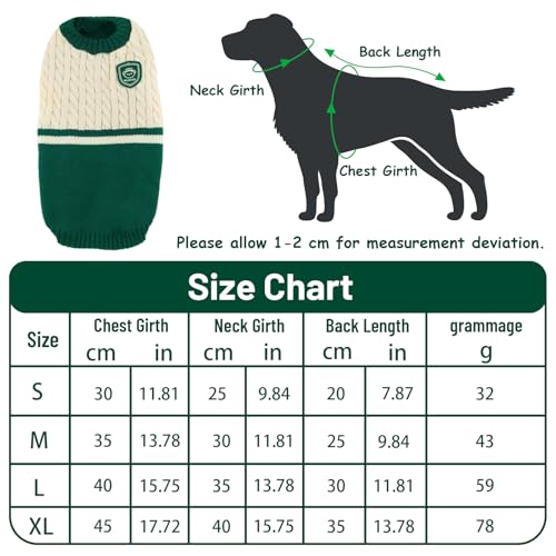 Hundepullover, Shyllin Preppy-Stil Hundepullover Winter, Katzenpullover, Geeignet für Kleine und Mittlere Hunde und Katzen, Weihnachten, Sweater Hunde (L)