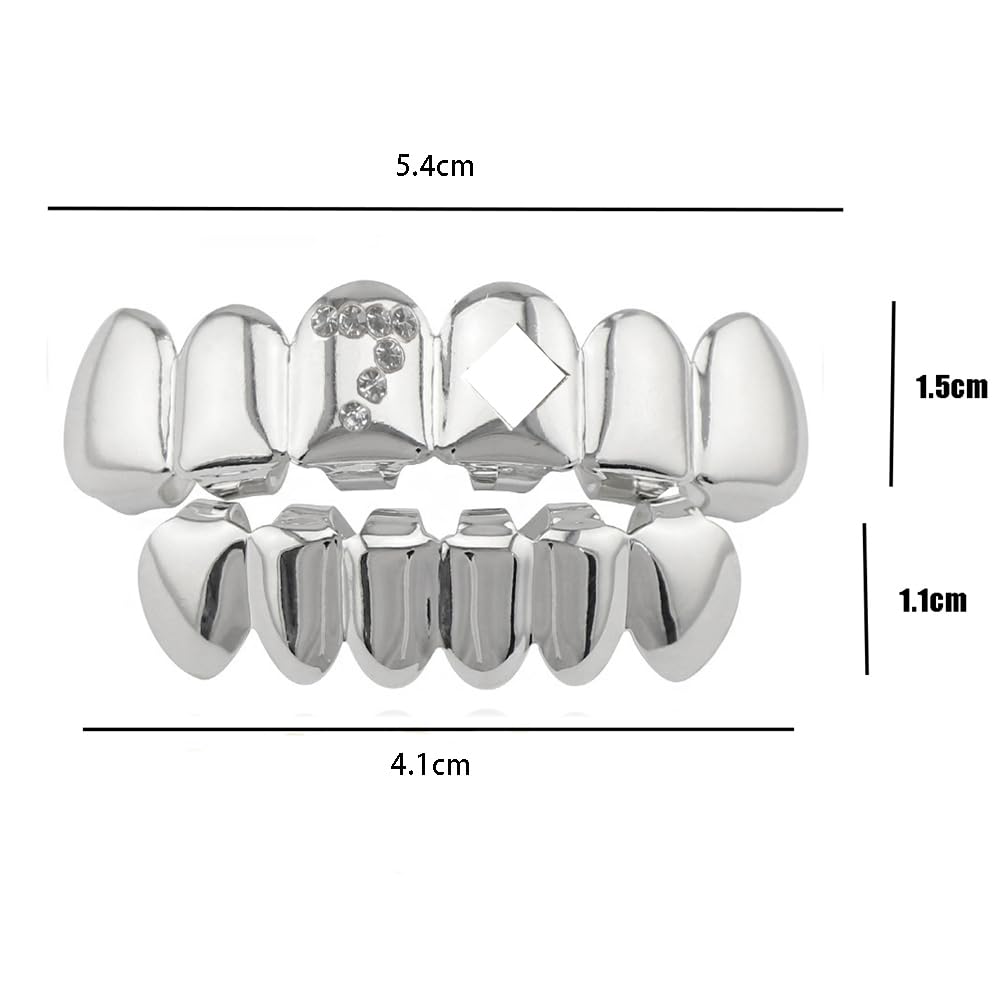 SSyang Hip Hop Teeth, 18K Grills for Mouth Braces Decoration with 2 Silicone Moldings Hip Hop Teeth - Image 2