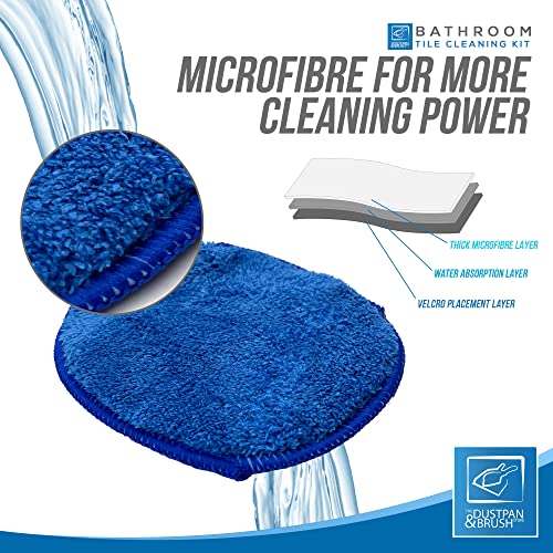 Bathroom Tile Cleaner Shower Cleaning Brush, Multi-section Long Handled Scrubbing Brush with Replaceable Stiff Bristle Tub and Tile Scrubber, Shower Cleaner Sponge Scourer, and Microfibre Pad - Image 6