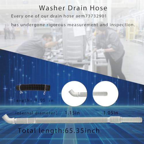 Image of AEM73732901 AEM73213001 Washer Drain Hose for LG Kenmore Top Load Washers | MEJ62685201 AEM74053001 AEM73653001 5215EA1001A AEM74073301 OEM replacement With AEM73213001 2-Year Warranty