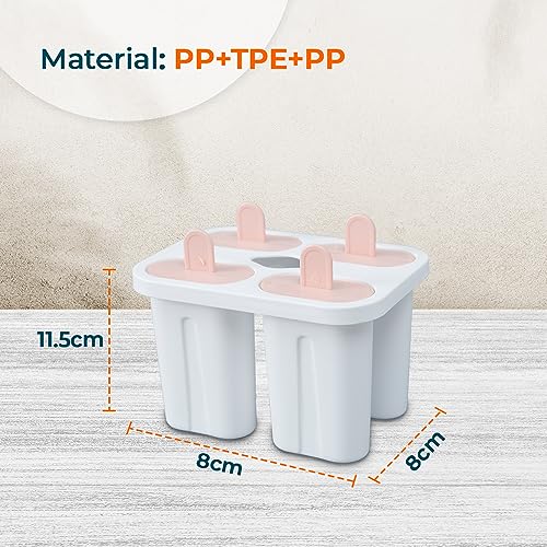 Image of UMAI Set of 4 Popsicle Mould|Reusable Ice Tray for Kulfi, Candy| White