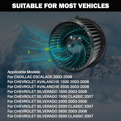 Image of 700191 Front AC Heater Blower Motor Fan Fit for Cadillac Escalade for Chevy Avalanche 1500 2500 Silverado 1500 2500 3500 for GMC Sierra 1500 2500 3500 for Hummer H2 88986838, 89019301