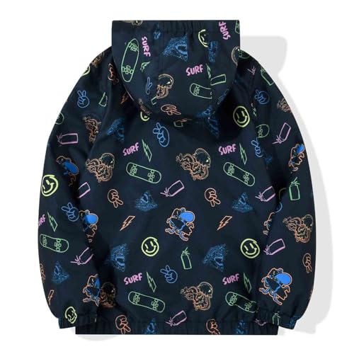 Image of SUNDAY ROSE Boys Windbreaker Jacket Hooded Lightweight Windroof Water-resistant Outdoor Coats for Kids