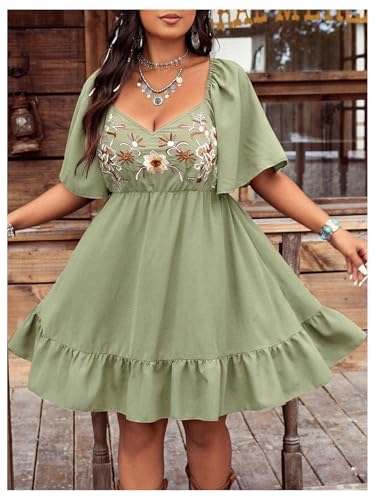 Image of Verdusa Women's Plus Size Western Boho Floral Dress Cowgirl Country Concert Vacation Outfits Flowy Summer Dresses