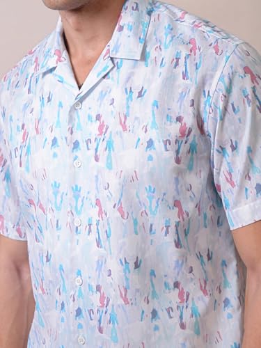 Image of Locomotive Men's Relaxed Fit Shirts | Printed | Half Sleeves | Cuban Collar | Casual Shirts | Stylish Shirt