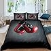 Loussiesd Narzuta na kołdry z motywem sportowym, zestaw pościeli dla chłopców, dzieci, mężczyzn, rękawice bokserskie, wzór poszewka na kołdrę, odporna na plamy, pugilizm, pokój gier, dekoracja, podwójny rozmiar, poszewka na kołdrę, 3 szt