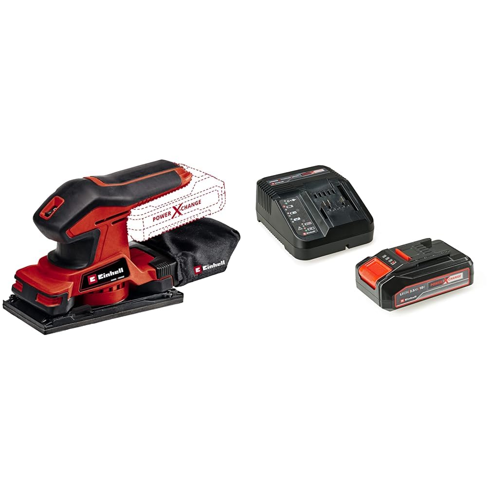 Einhell TC-OS 18/187 Li - Solo, Akülü Zımpara ve Einhell 18V 2,5 Ah PXC Starter Kit (Başlangıç Seti)