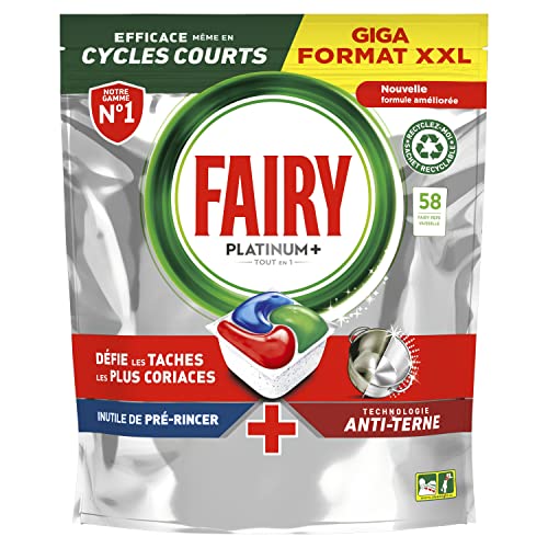 Fairy Platinum Plus Tablettes Lave-vaisselle All In One, Original, 58 Capsules, Efficaces Même Sur La Graisse Incrustée Cover