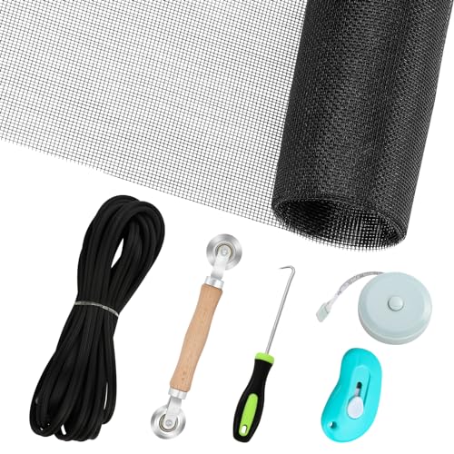 Windows Screen Replacement and Screen Door Repair Kit, 6Pcs Window Screen Fiberglass Mesh Kit...