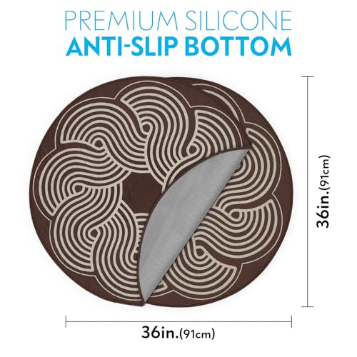 Image of Paw Inspired Round Designer Dog Pads, Brown, 36 inch Size, 2 Pack | Premium Washable Pee Pads, Reusable Puppy Pads, Waterproof Mat, Leakproof, Non-Slip Liner for Potty Training, Whelping