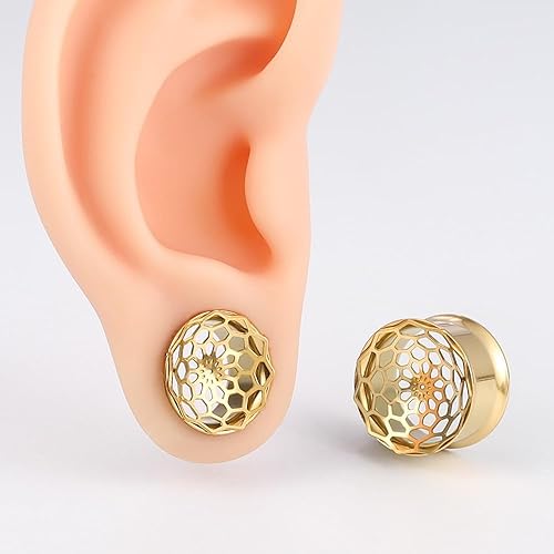 Miniatura 5 de LADEMAYH 2Pcs Vortex Design Size 0g - 1 inch Ear Plugs Gauges for Ears, Stainless Steel 316L Ear Tunnels Gauge Earrings, Hypoallergenic Ear