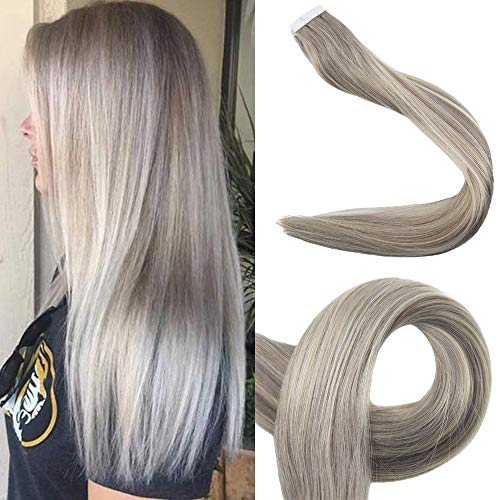 Promotion Fshine 14" Remy Human Hair Extensions Remy Hair Tape In Extensions Balayage Hair Color 19A Fading To 60 Glue In Real Human Hair Extensions 2.5gram Per Piece 50gram Per Package