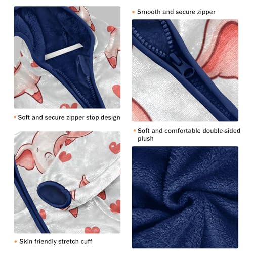 Happy Little Pig Girls Fleece Jacket Girls Fall Jacket Girls Zip Up Hoodie Girls Sherpa Jacket 2-10T3