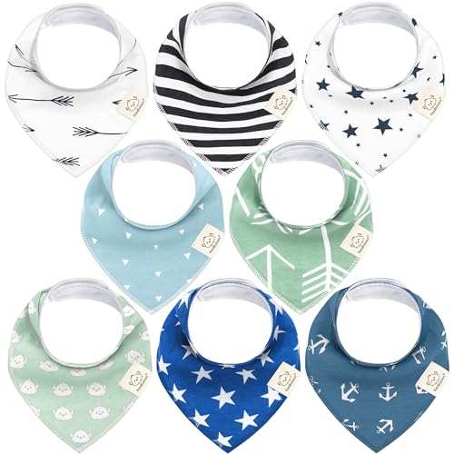8-Pack Organic Baby Bandana Bibs for Girls - Super Absorbent Triangle Baby Bibs for Drooling and Teething Infant, 100% Cotton Extra Soft for Newborn, Infant 0-36 Months (Adventurer)
