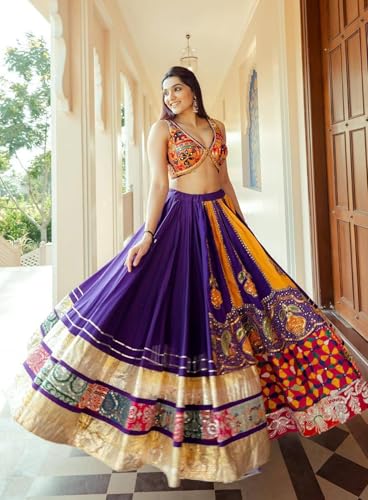 Traditional Lehenga Choli Set, Multicolor Embroidered Wedding Dress, Purple and Gold2