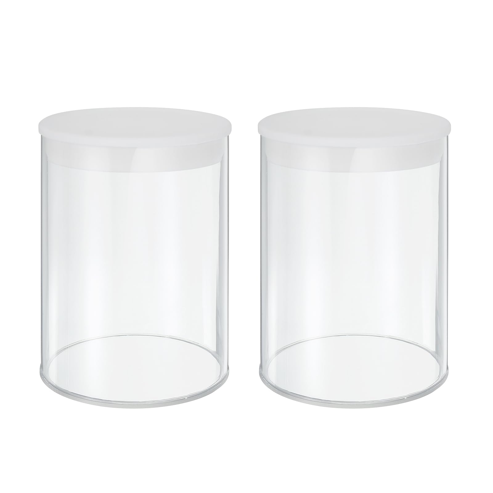 MECCANIXITY Transparent Plastic Storage Tubes, 3 1/8" x 4"(80x100mm) Polycarbonate Clear Rigid Round Storage Tubing with Black Lid, 2 Set