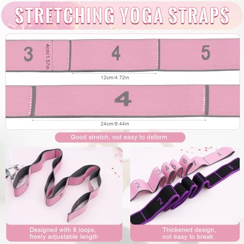 KASURE 2 PCS Yoga Straps for Stretching, Highly Elastic Stretching Strap with 8 Loops, Gymnastics Equipment Stretching Bands for Arm Leg Stretch Yoga Dance Pilates - Image 4