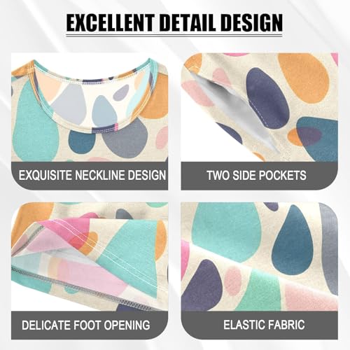 ALAZA Abstract Drops Pajamas Short Sleeve 2 Piece Sleepwear Top and Bottom Pajama Set Unisex4