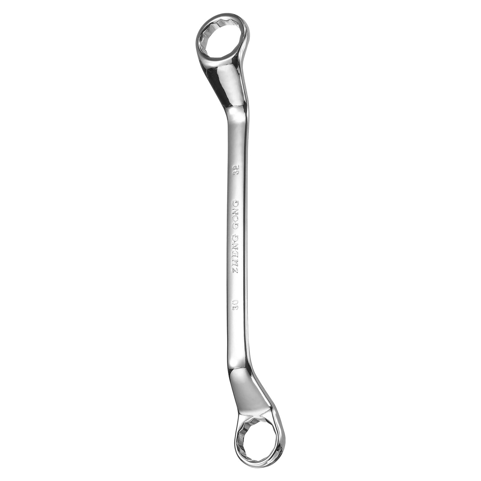 HARFINGTON 75 Degree Offset Box End Wrench 30mm x 32mm Metric 12 Point Mirror Chrome Plated Alloy Steel Double Box Wrenches Long Industrial Grade Torx