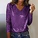 Sequin Tops for Women Long Sleeve Sparkly Shirt, 2026 New Long Sleeve Sparkly V Neck Party Night Blouses, for Holiday (XL,e)